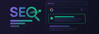 Illustration representing SEO growth and prominence on the first page of Google.
